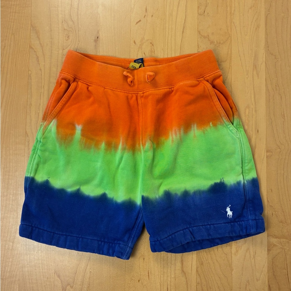 Polo by Ralph Lauren Orange Boys Tie Dye Shorts Size 5 Blue Lime Green Orange